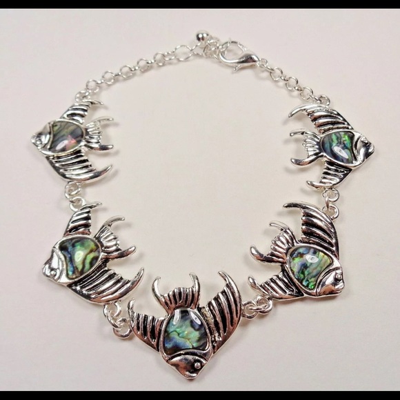 Silver and Abalone Shell Angelfish Bracelet - Picture 3 of 4